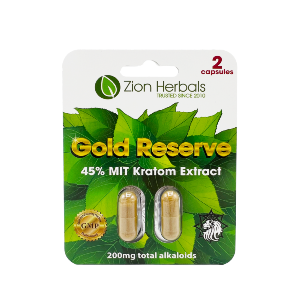 Zion Herbals Gold Reserve with 45% MIT Kratom Extract Capsules