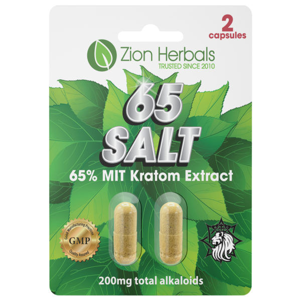 Kratom Capsules 65 Salt with 65% MIT Extract - Zion Herbals