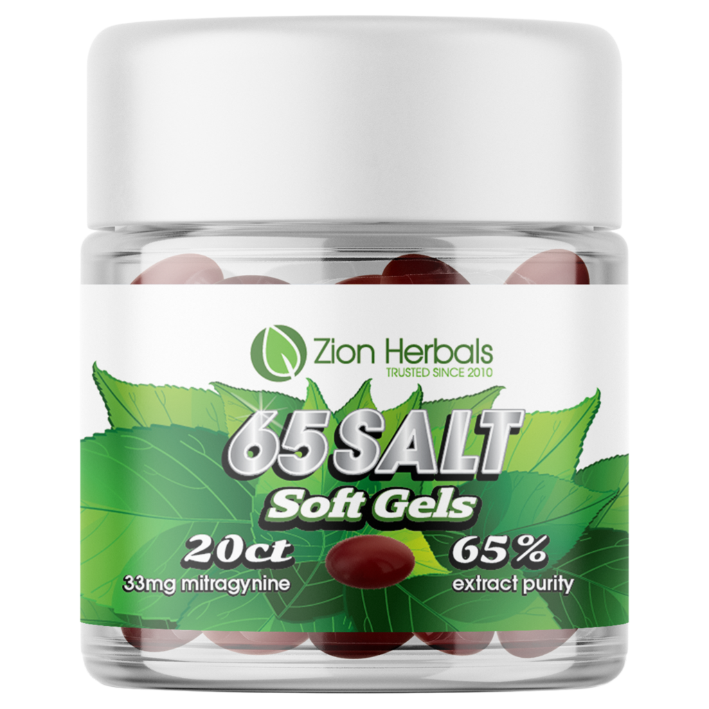 Kratom Soft Gels - 65Salt with 65% MIT Extract - Zion Herbals