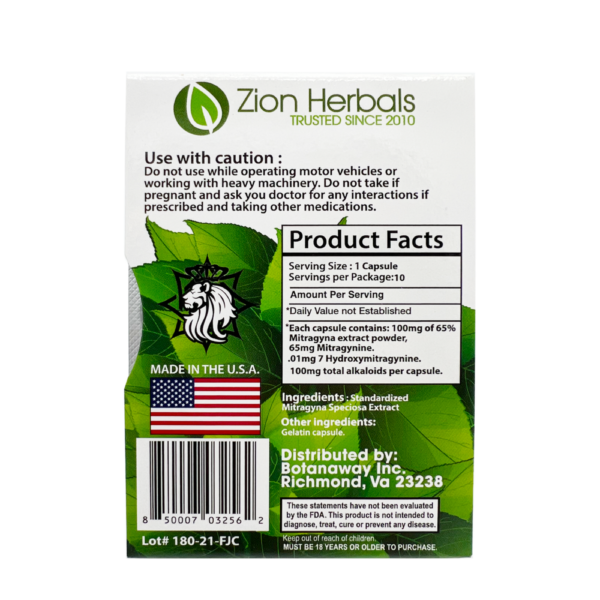 Zion Herbals 65 Salt with 65% Kratom Extract Capsules