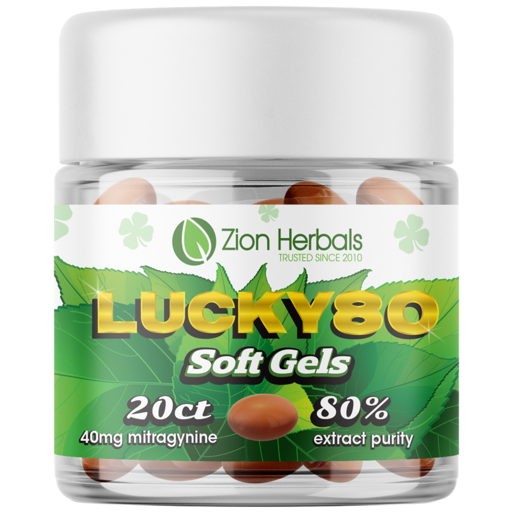 Kratom Soft Gels 80% MIT Extract - Lucky80 - Zion Herbals