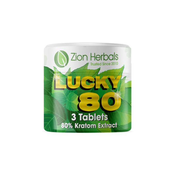 Zion Herbals Lucky 80 – 3 Count with 80% Kratom Extract Tablets