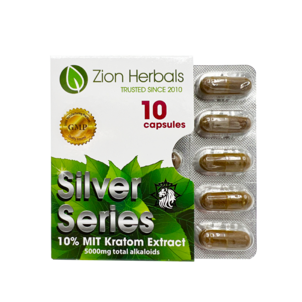 Zion Herbals Silver Series with 10% MIT Kratom Extract Capsules
