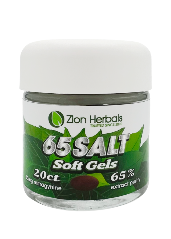 Zion Herbals Salt 65 20ct with 65% MIT Kratom Soft Gel