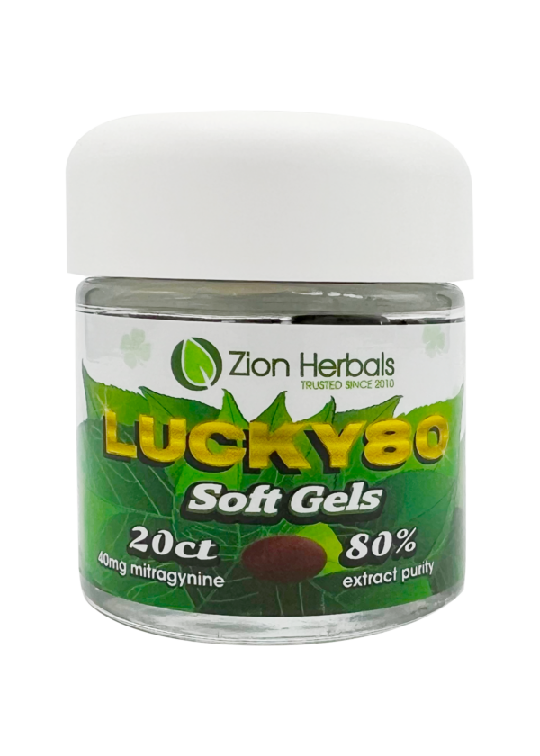 Zion Herbals Lucky 80 20ct with 80% MIT Kratom Soft Gel