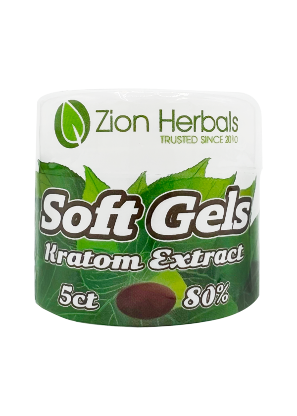 Zion Herbals Kratom Soft Gel 5ct with 80% MIT Kratom Extract