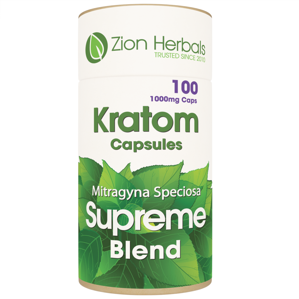 Kratom Capsules Supreme Blend Powder 100 ct - Zion Herbals