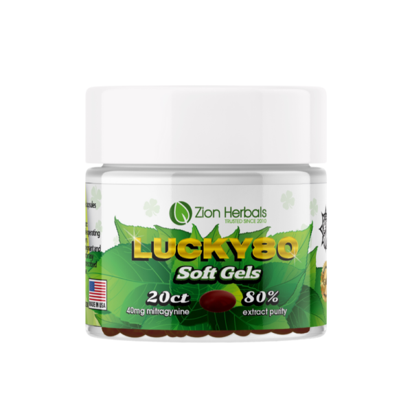 Zion Herbals Lucky 80 20ct with 80% MIT Kratom Soft Gel