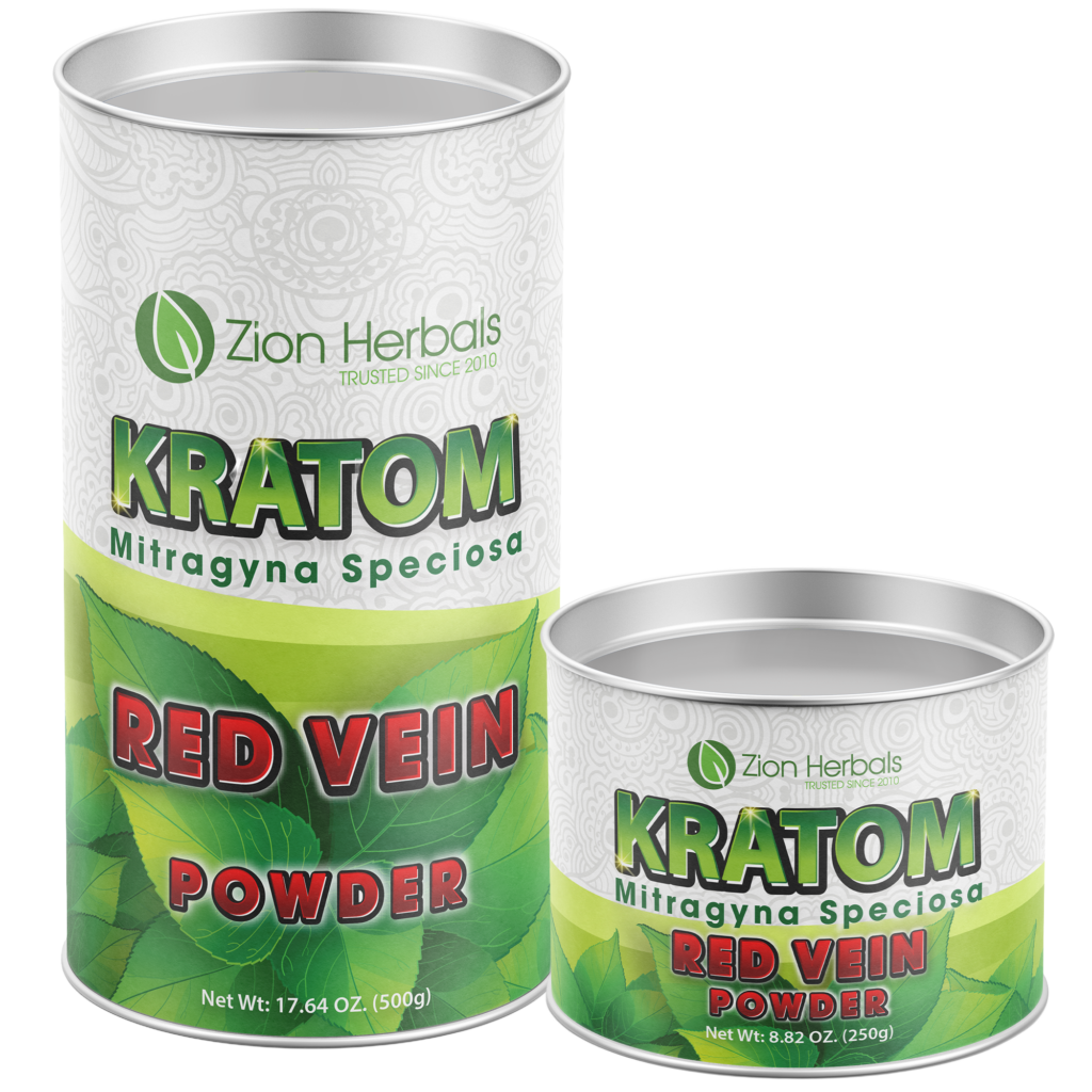 Kratom Powder Red Vein Canister Zion Herbals