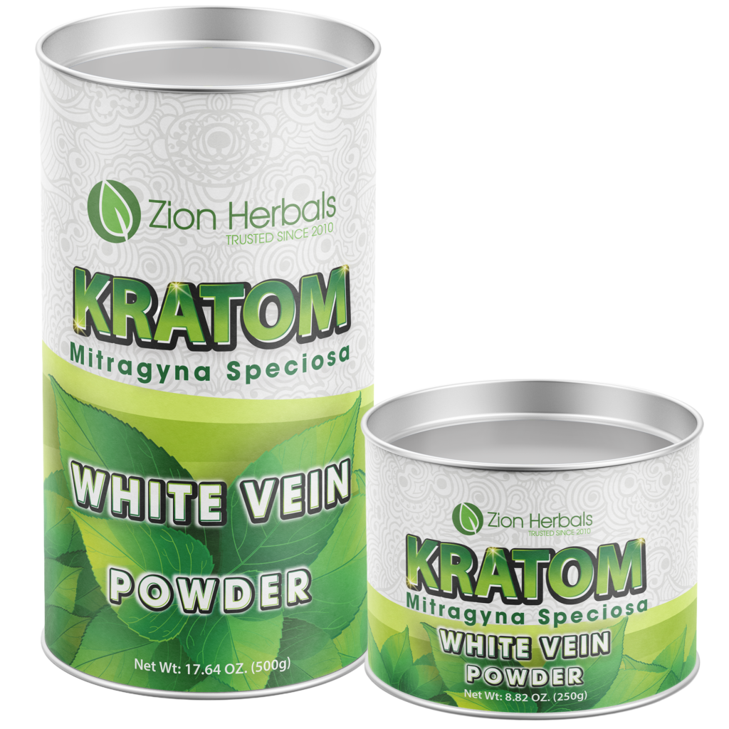 Kratom Powder White Vein Canister Zion Herbals