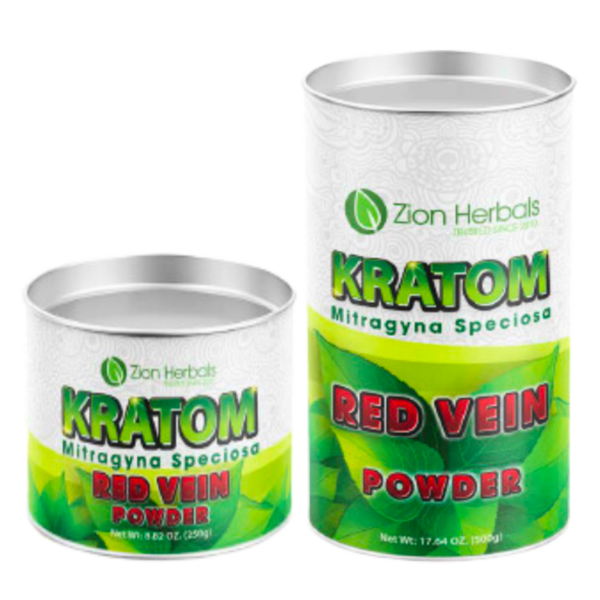Zion Herbals Red Vein Kratom Powder Canister