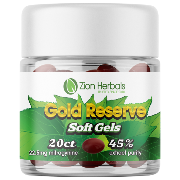 Kratom Extract Soft Gels Gold Reserve 20ct - Zion Herbals