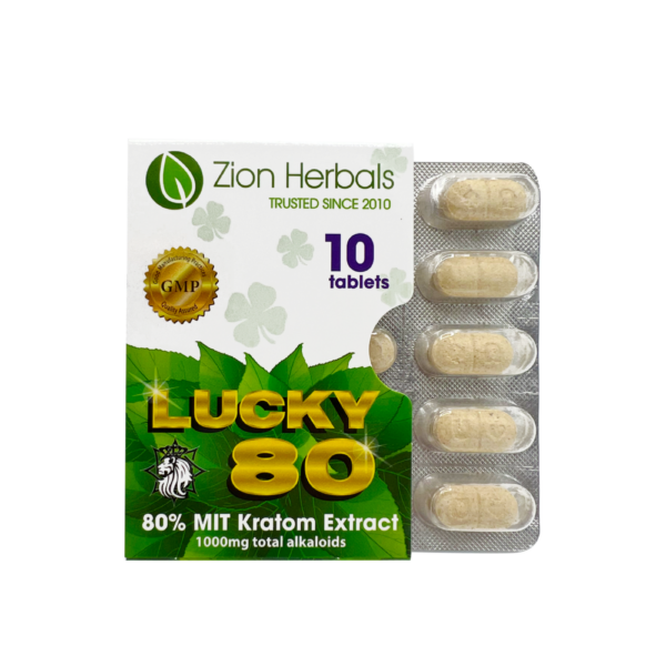 Zion Herbals Lucky 80 with 80% MIT Kratom Extract Tablets