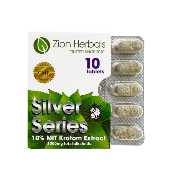 Zion Herbals Silver Series with 10% MIT Kratom Extract Tablets