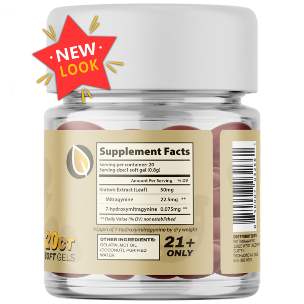 Kratom Extract Soft Gels Gold Reserve 20ct - Zion Herbals