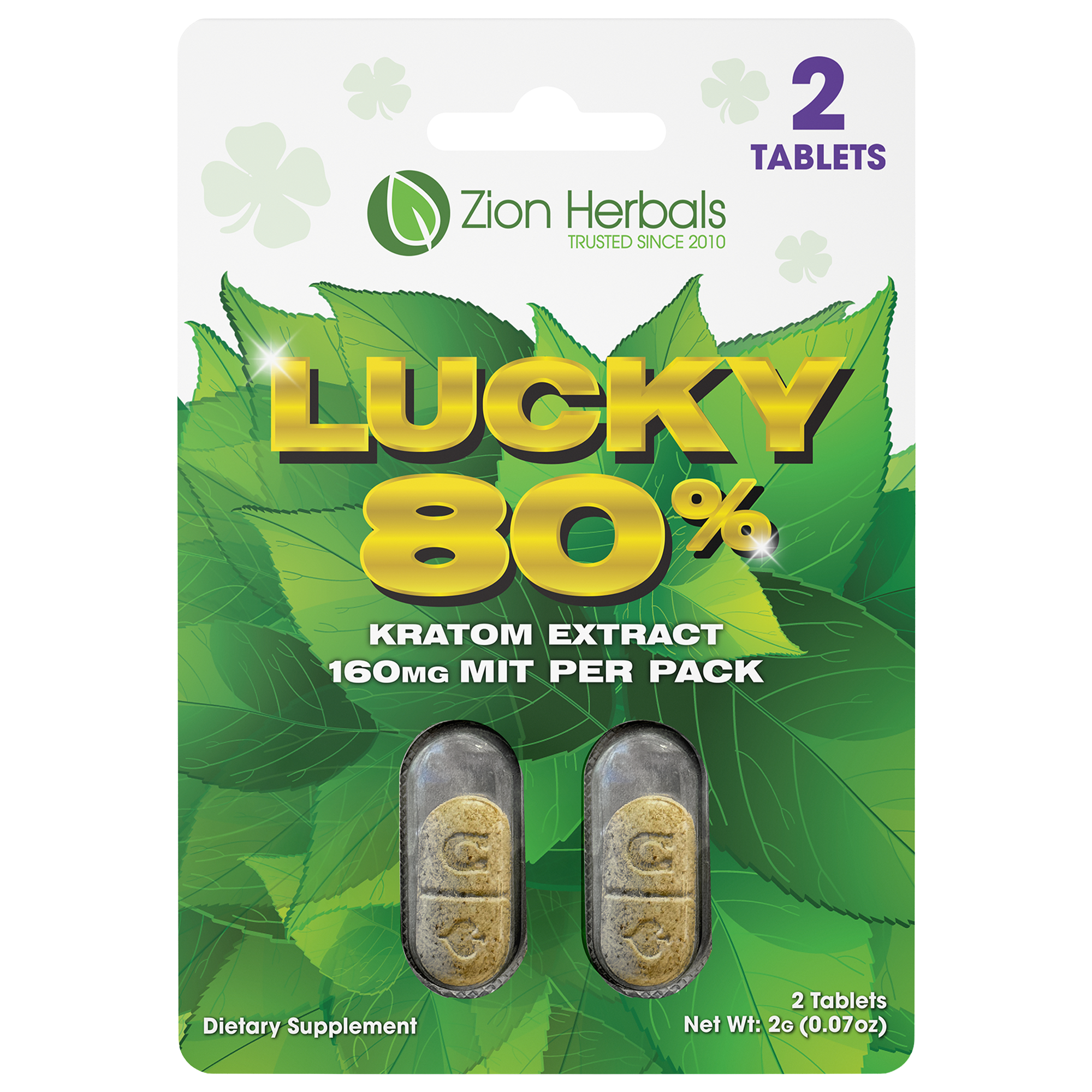 Zion Herbals Lucky 80 with 80% MIT Kratom Extract Tablets