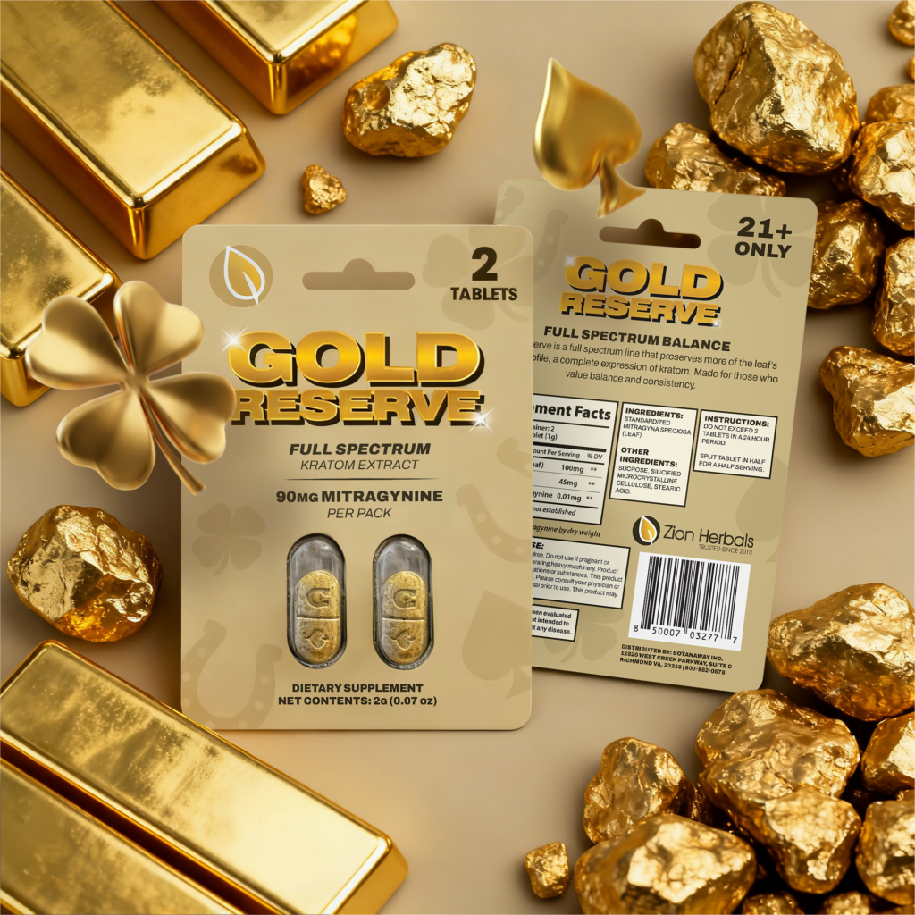 Kratom Extract Tablets Gold Reserve with 45% MIT - Zion Herbals