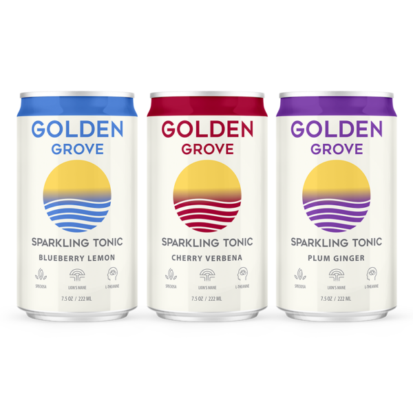 Golden Grove Kratom Lion's Mane Sparkling Tonic 4 Pack