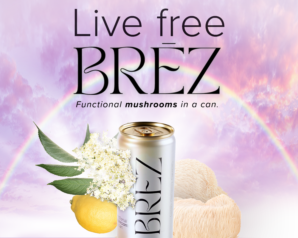 BREZ Lemon Elderflower Lion’s Mane 12oz Non-Alcoholic Mushroom Drink