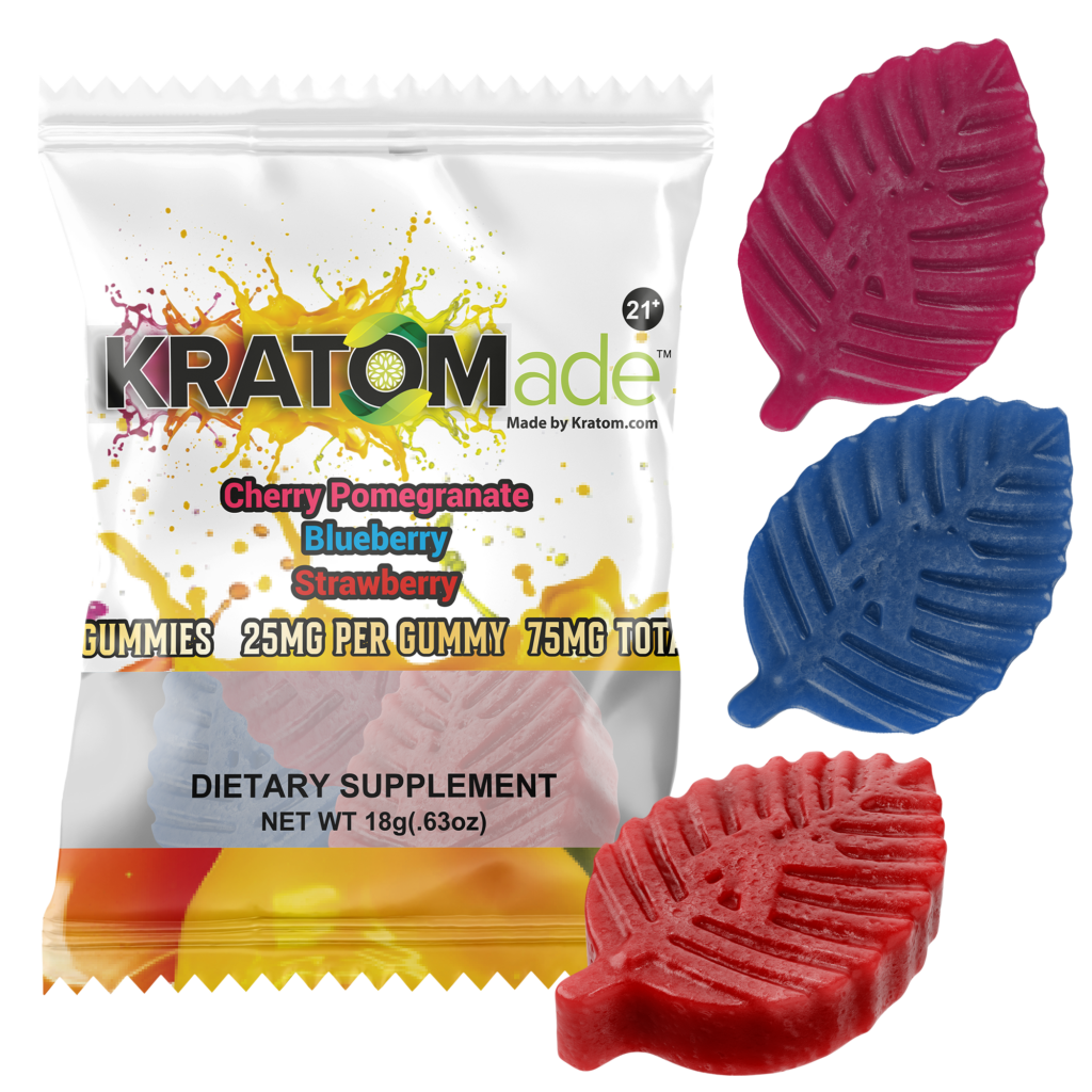 Kratom Gummies Cherry Blueberry Strawberry - Kratomade - 3ct