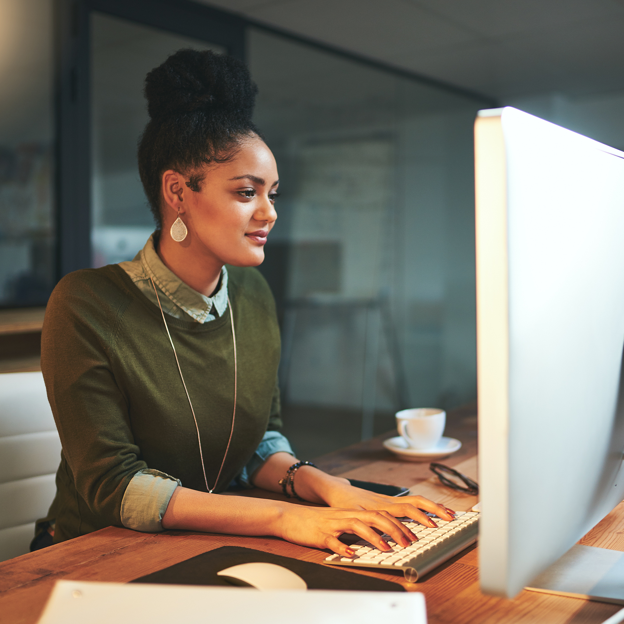 Woman working on laptop