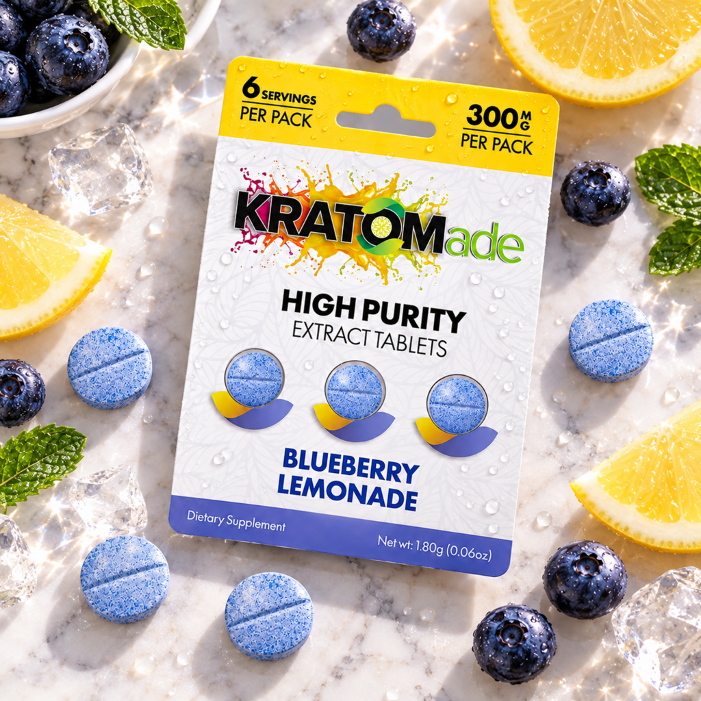 Kratom Tablets Blueberry Lemonde Falvor 3 ct, 300 MIT - Kratomade