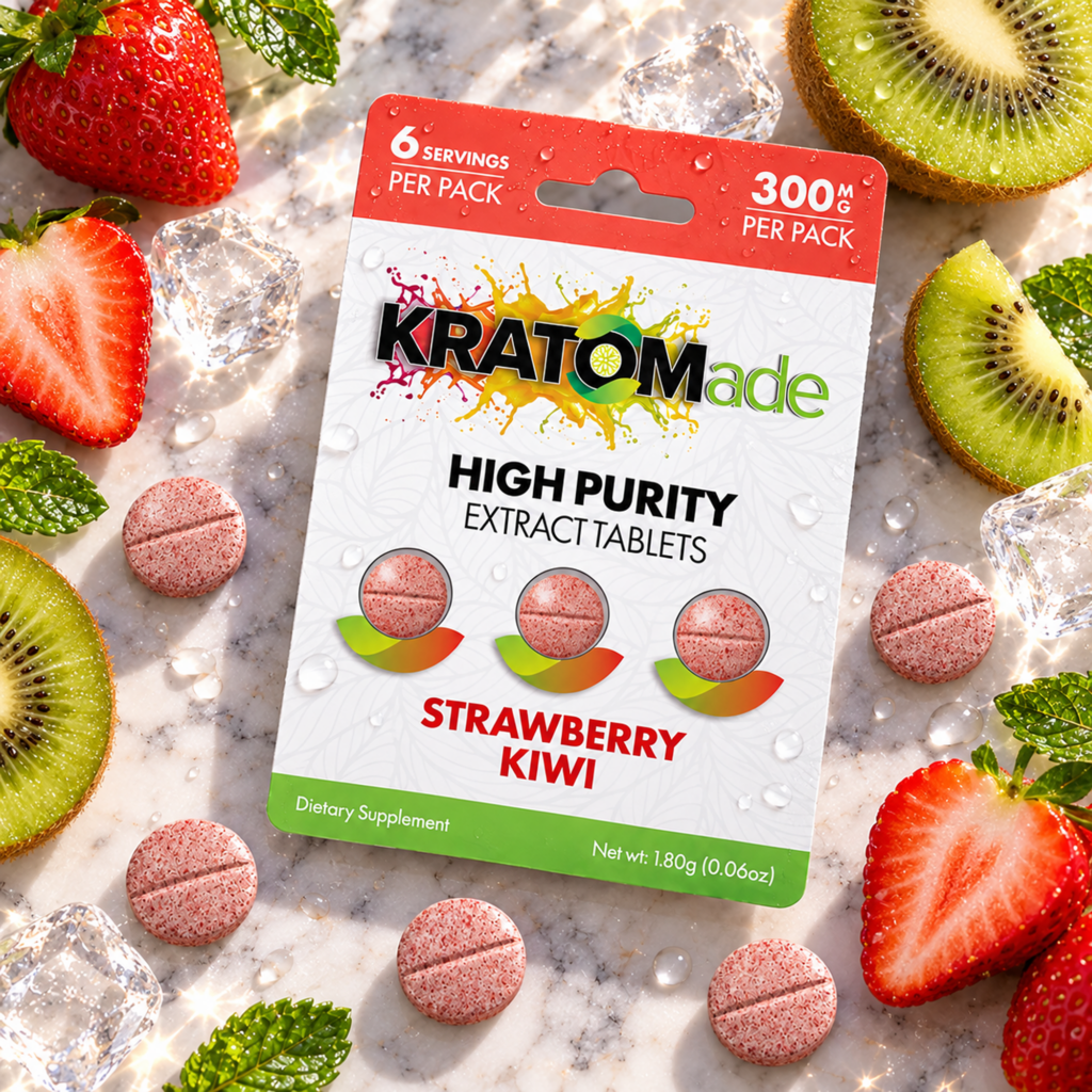 Kratom Tablets Strawberry Kiwi Flavor 3 ct, 300 mg MIT - Kratomade