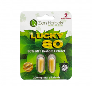 Zion Herbals Lucky 80 with 80% MIT Kratom Extract Capsules